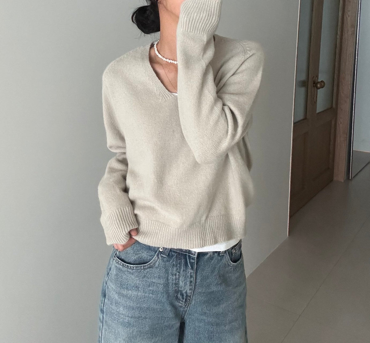 MOMS WEAR Angora V-neck Knit