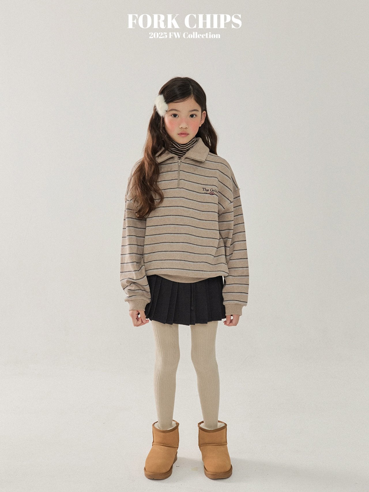 FORK CHIPS Golden striped collar top