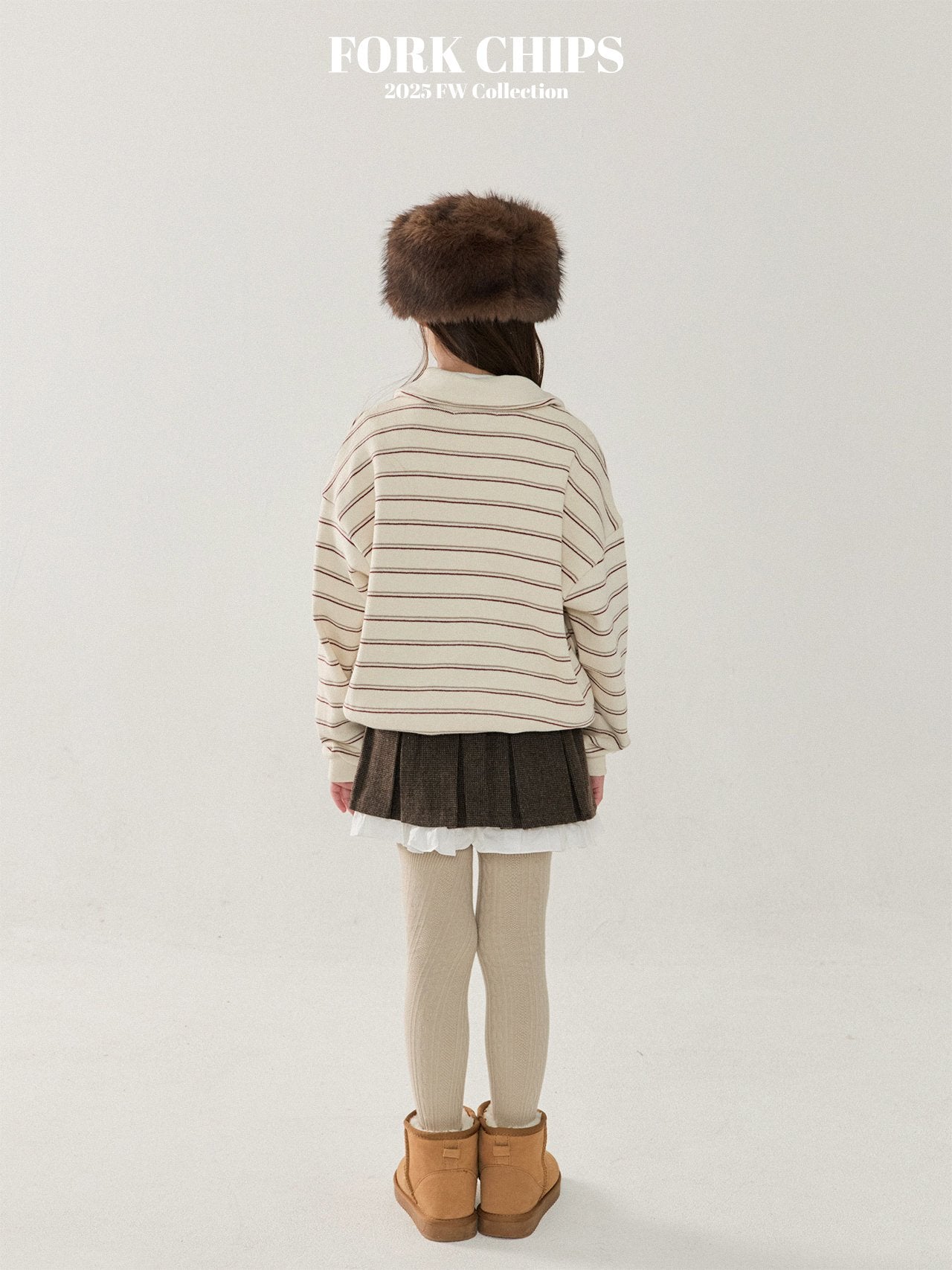 FORK CHIPS Golden striped collar top