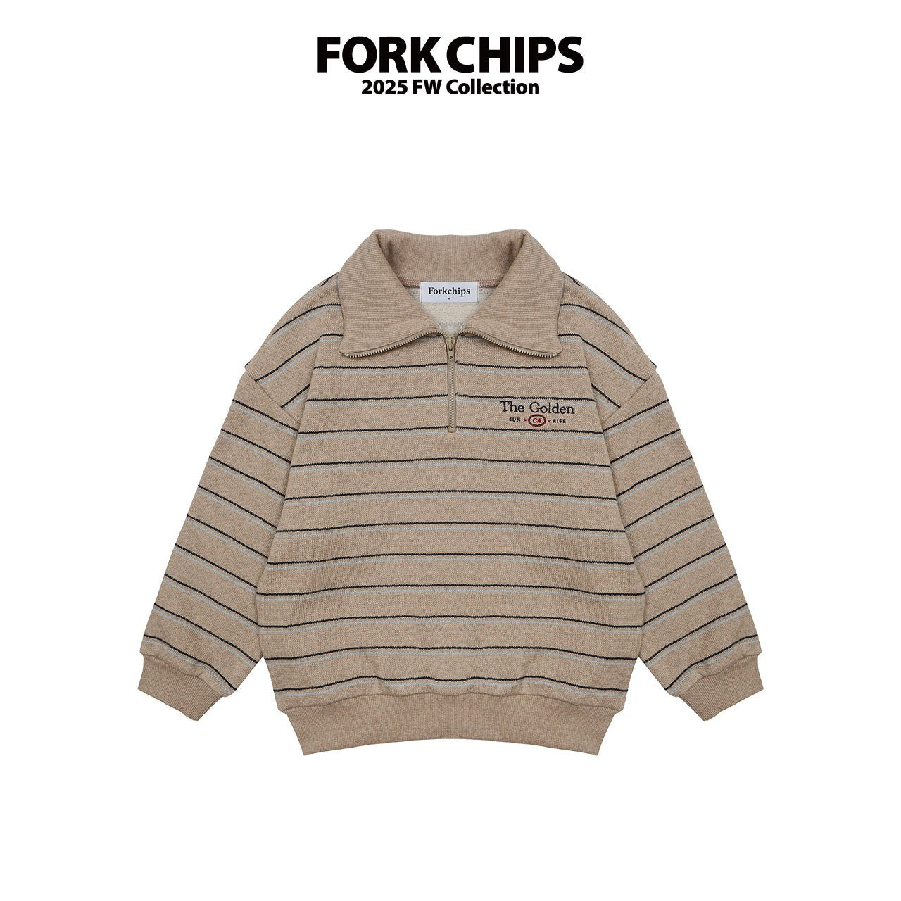 FORK CHIPS Golden striped collar top
