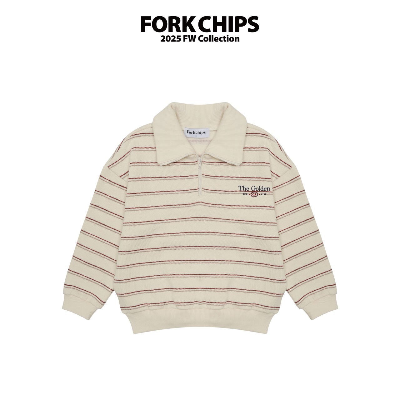 FORK CHIPS Golden striped collar top