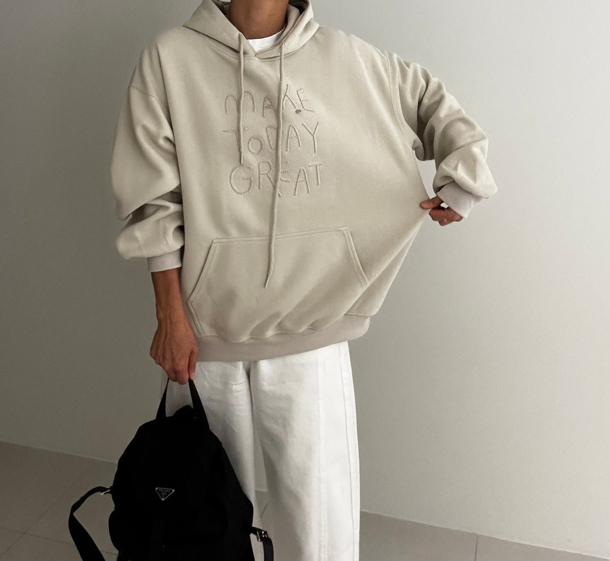 MOMS WEAR Make Hood Box Sweatshirt Layered Long Hoodie