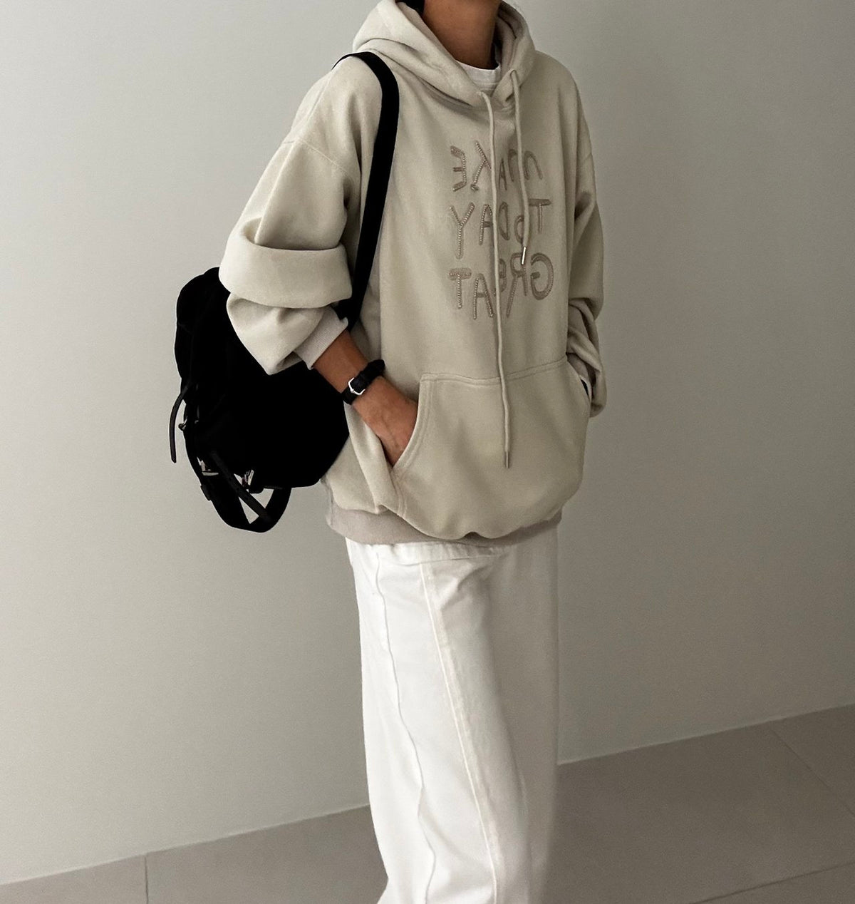 MOMS WEAR Make Hood Box Sweatshirt Layered Long Hoodie