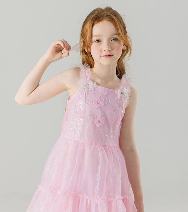 I LOVE J sati frill tulle dress