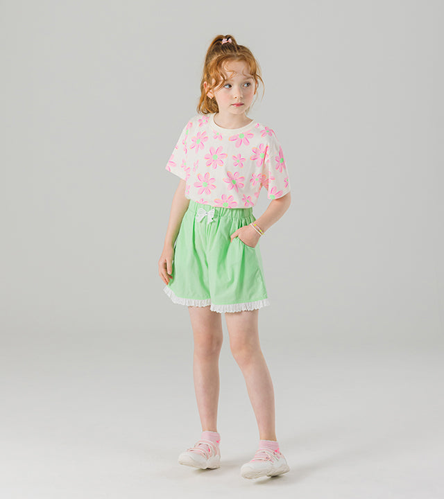 I LOVE J rahiri ribbon mid-length shorts