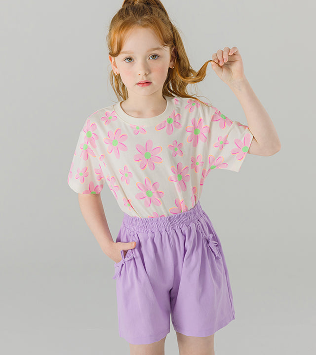 I LOVE J elira shirred mid-length shorts