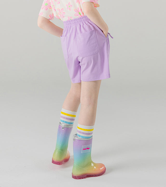 I LOVE J elira shirred mid-length shorts