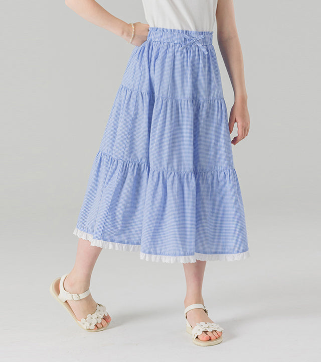 I LOVE J checle check maxi skirt