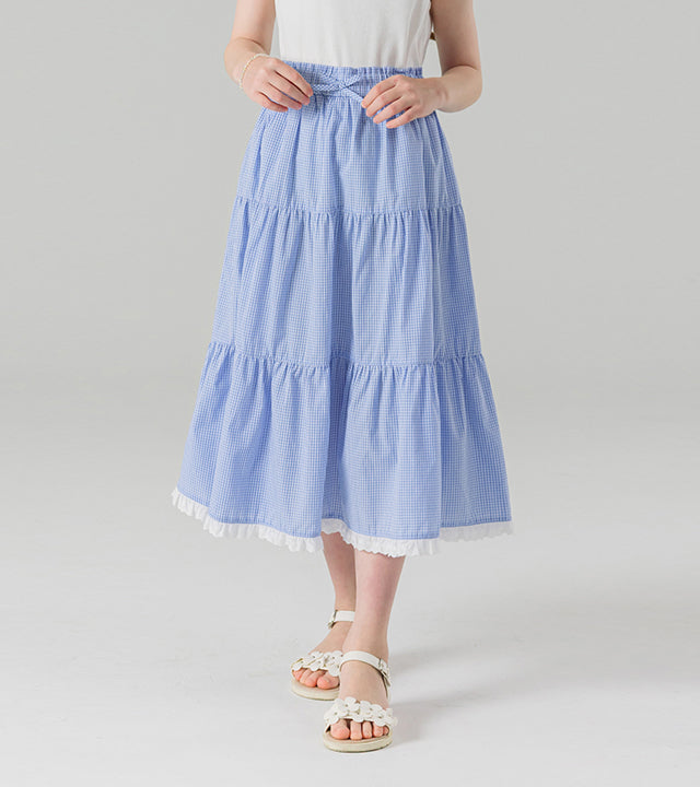 I LOVE J checle check maxi skirt