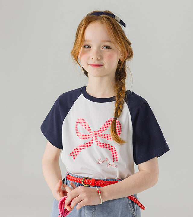 I LOVE J eril ribbon raglan top