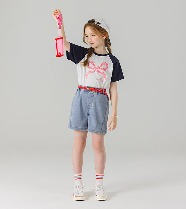 I LOVE J eril ribbon raglan top