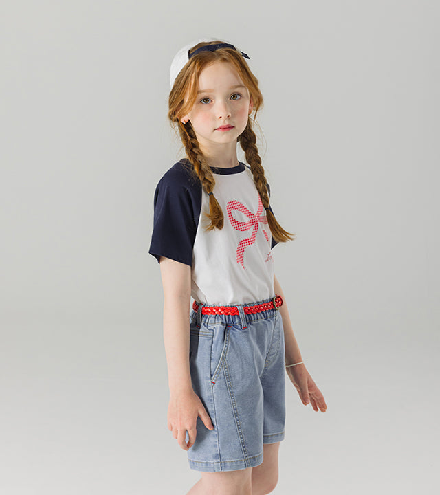 I LOVE J eril ribbon raglan top