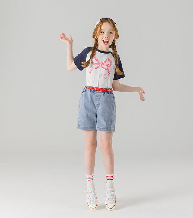 I LOVE J eril ribbon raglan top