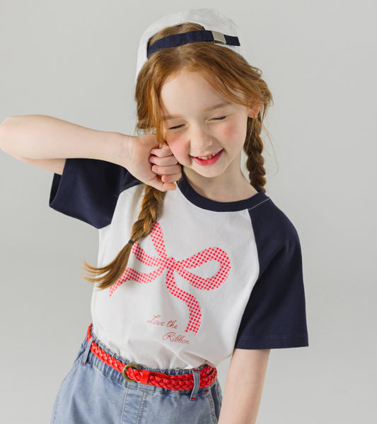 I LOVE J eril ribbon raglan top