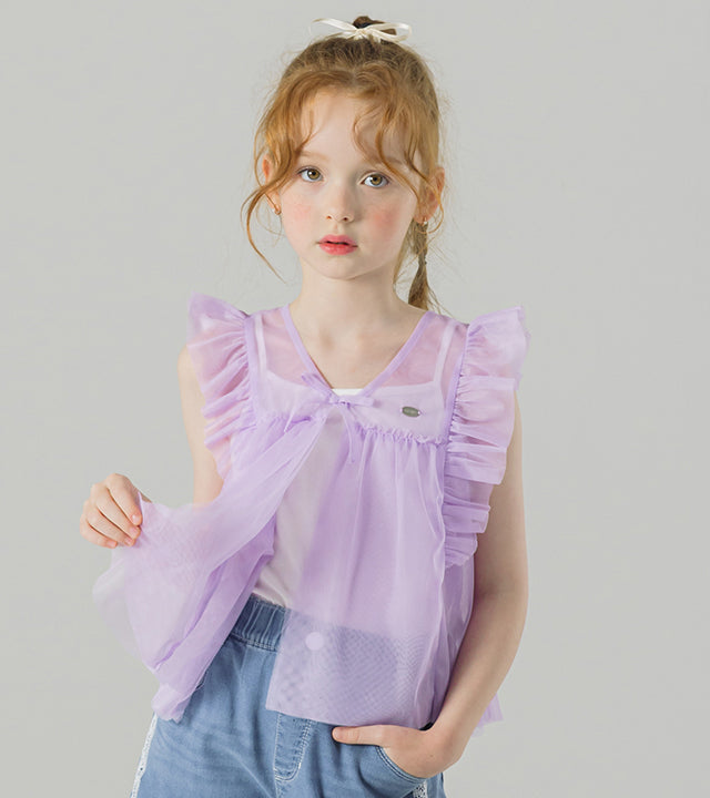 I LOVE J noerit mesh frill tank top set