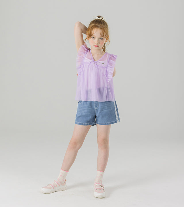 I LOVE J noerit mesh frill tank top set