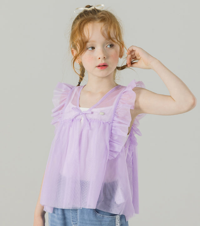 I LOVE J noerit mesh frill tank top set