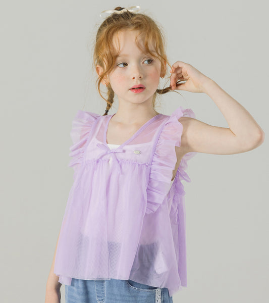 I LOVE J noerit mesh frill tank top set