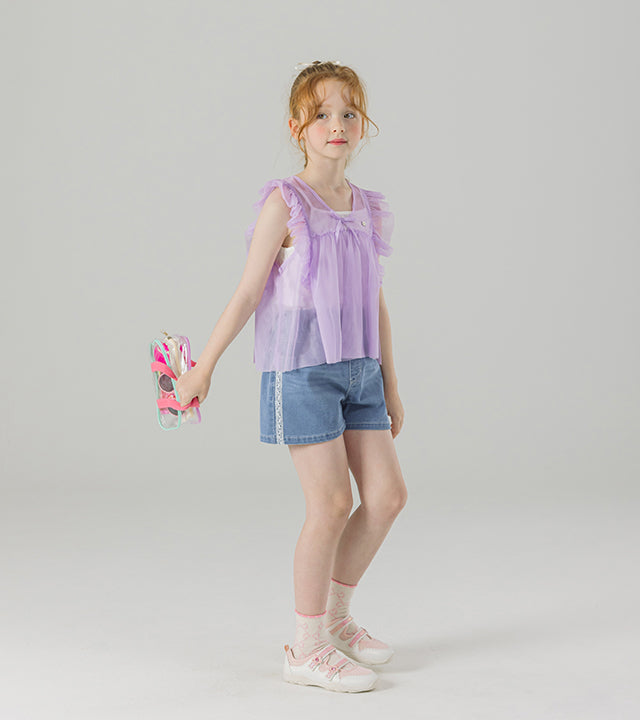 I LOVE J noerit mesh frill tank top set