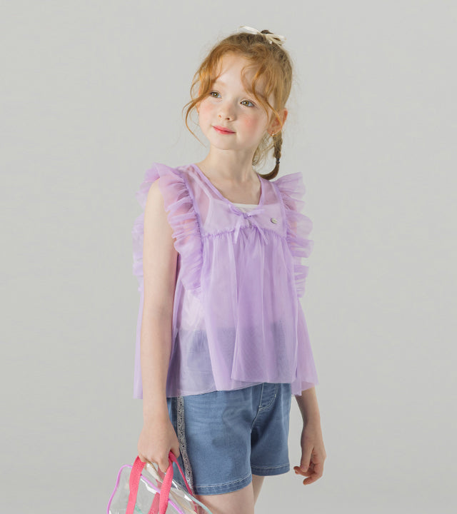 I LOVE J noerit mesh frill tank top set