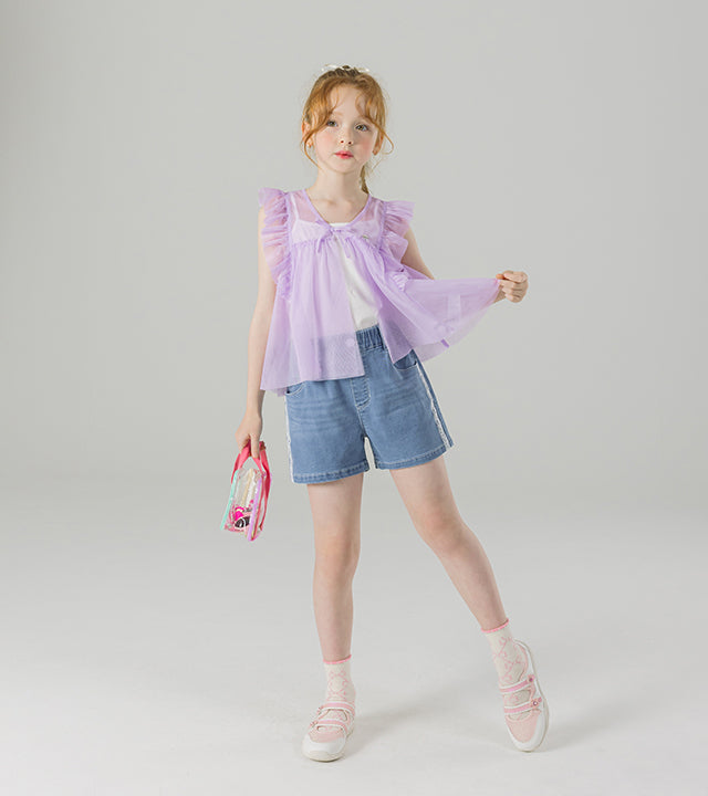 I LOVE J noerit mesh frill tank top set
