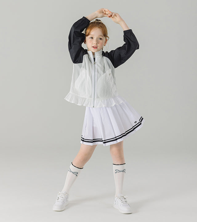 I LOVE J monget frill color-block windbreaker