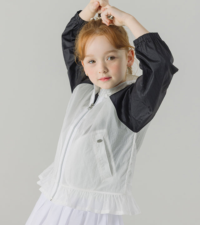 I LOVE J monget frill color-block windbreaker