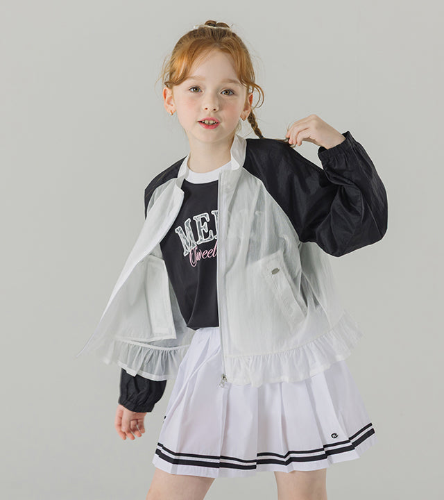 I LOVE J monget frill color-block windbreaker