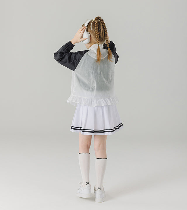 I LOVE J monget frill color-block windbreaker