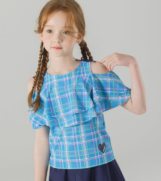 I LOVE J encoco plaid rashguard set