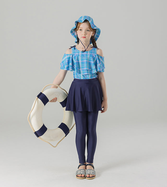 I LOVE J encoco plaid rashguard set