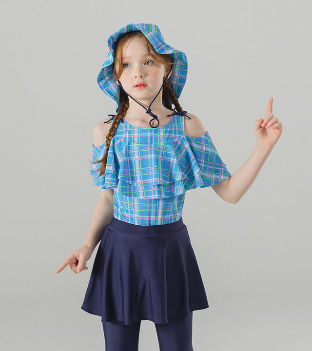 I LOVE J encoco plaid rashguard set