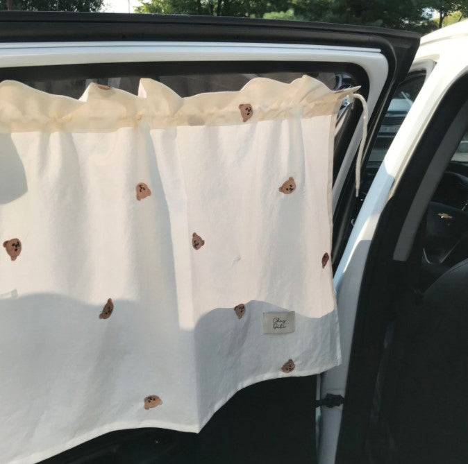 CHEZBEBE 100% Cotton Chezgomi(Bear) Car Sunshade