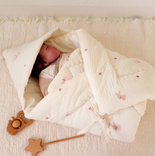 Heart and Rabbit Swaddle Blanket / Pad