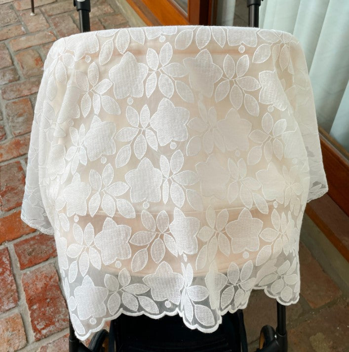 Violet Lace Stroller Curtain
