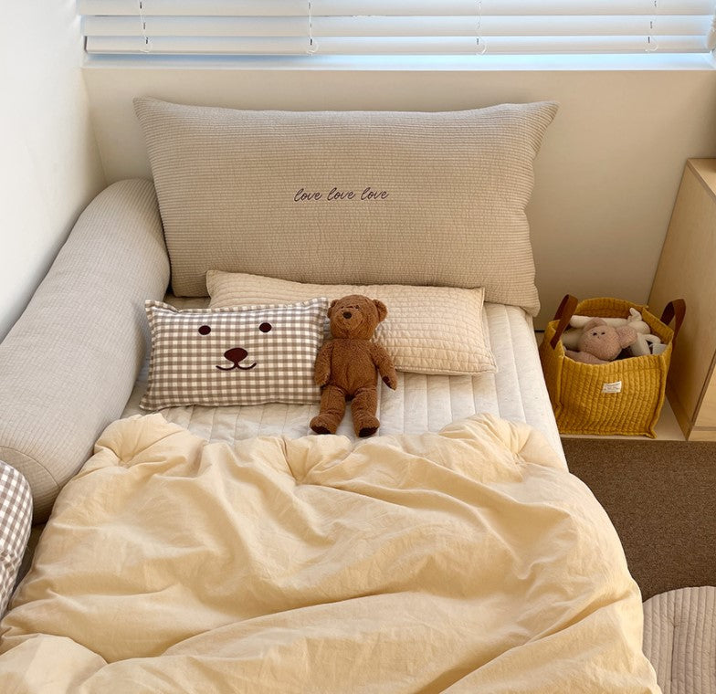 Baby and Toddler Bear Face Checkered Pillow