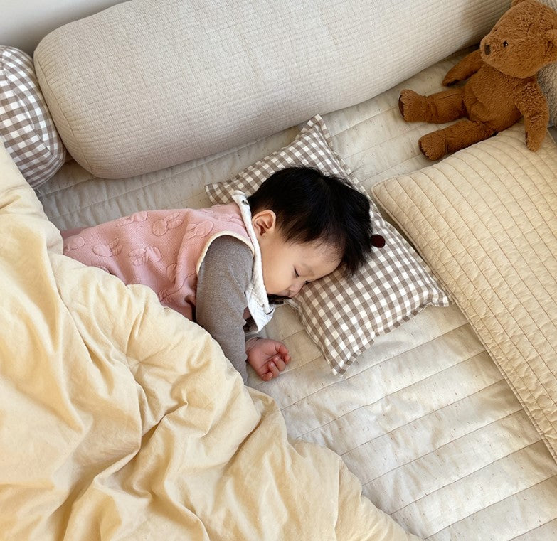 Baby and Toddler Bear Face Checkered Pillow