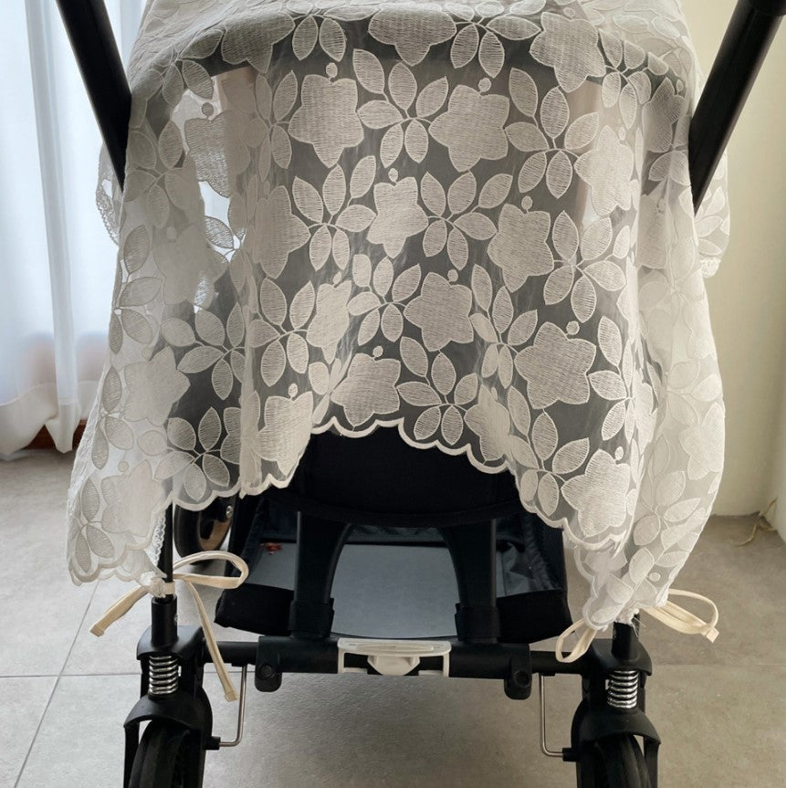 Violet Lace Stroller Curtain