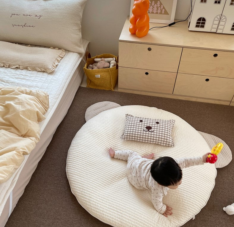 Baby and Toddler Bear Face Checkered Pillow