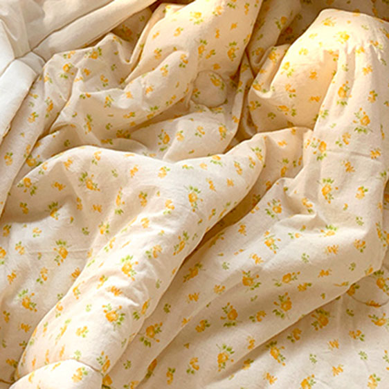 Yellow Flower Pattern Comforter (Pillow set available)