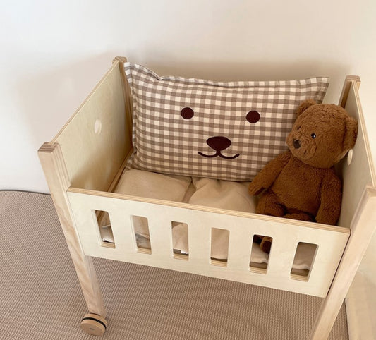 Baby and Toddler Bear Face Checkered Pillow