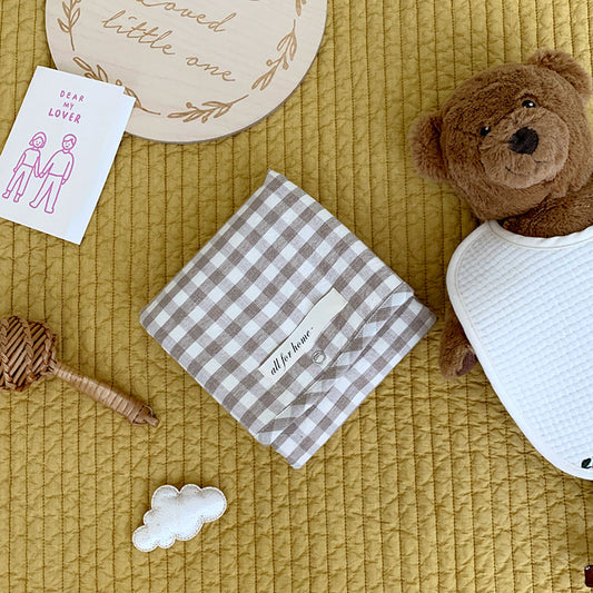 Portable Internal / PVC Waterproofing Diaper Pad - Brown Checkered